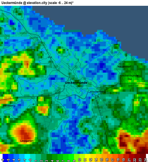 Ueckermünde elevation map