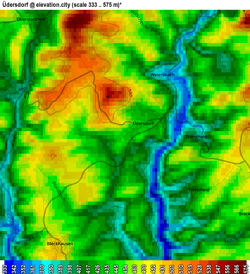 Üdersdorf elevation map