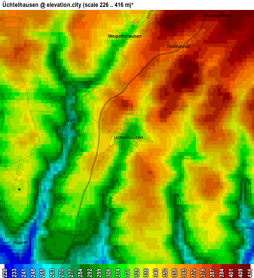 Üchtelhausen elevation map