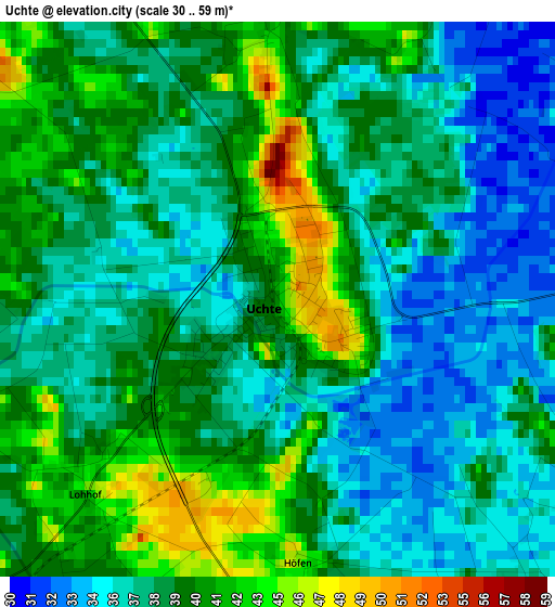 Uchte elevation map