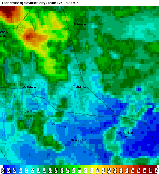 Tschernitz elevation map