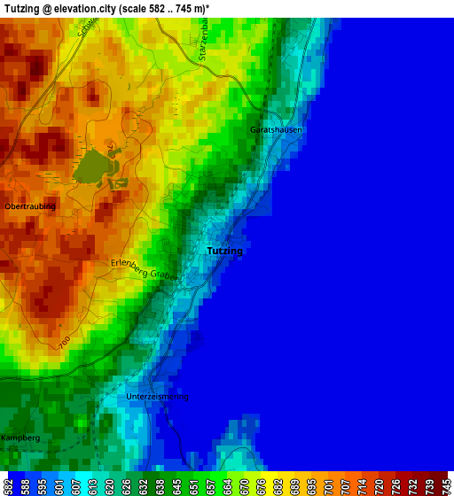 Tutzing elevation map