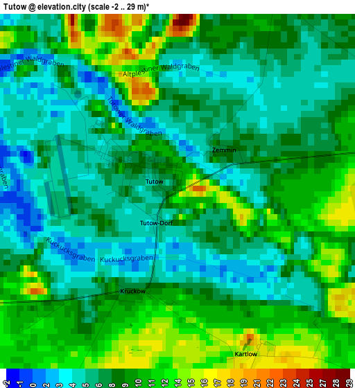 Tutow elevation map