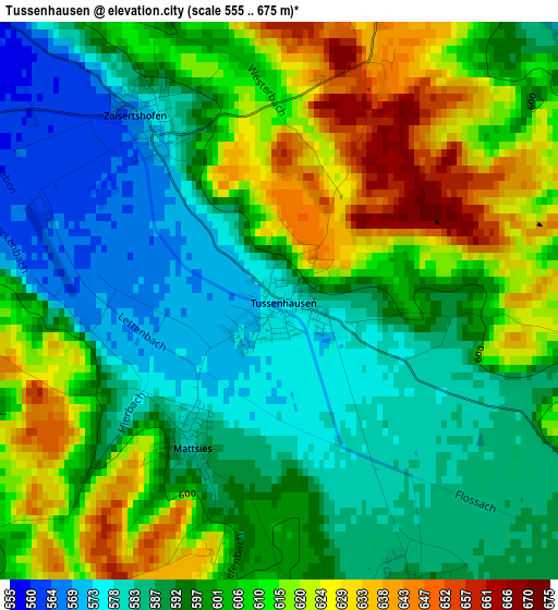 Tussenhausen elevation map