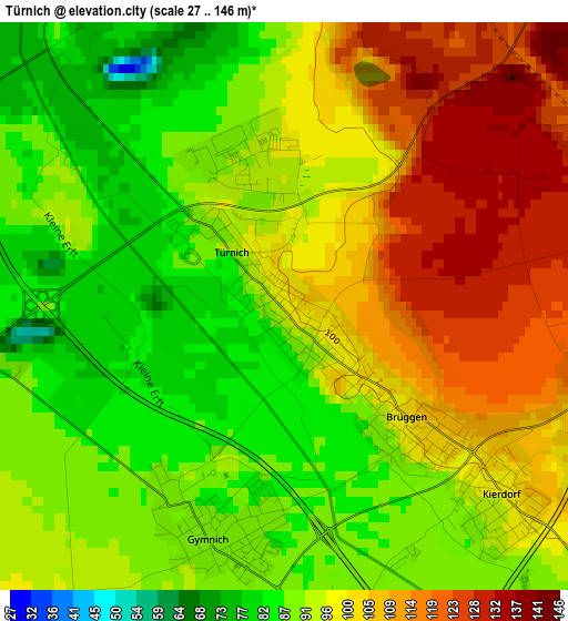 Türnich elevation map