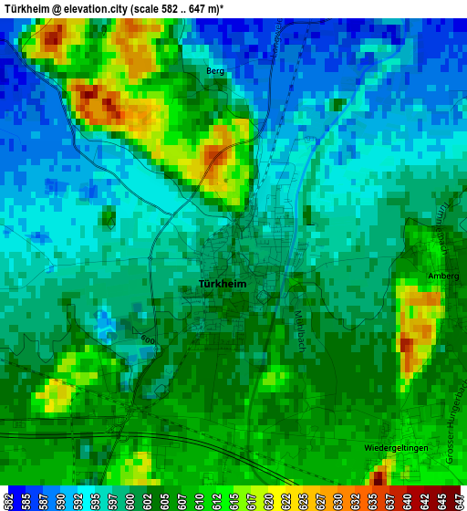 Türkheim elevation map