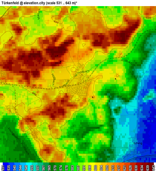 Türkenfeld elevation map