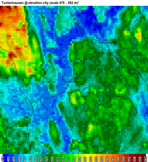 Tuntenhausen elevation map