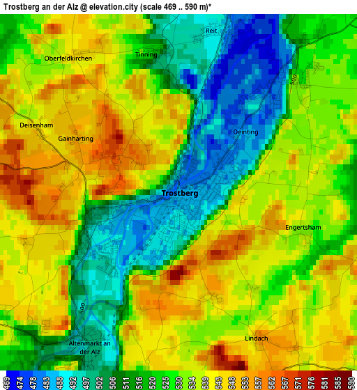 Trostberg an der Alz elevation map