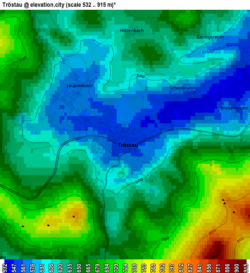 Tröstau elevation map