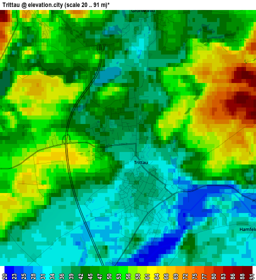 Trittau elevation map