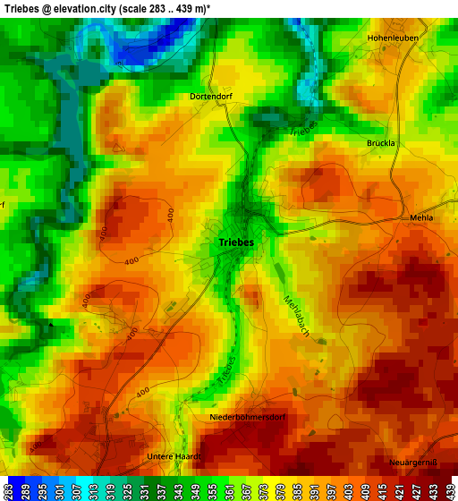 Triebes elevation map