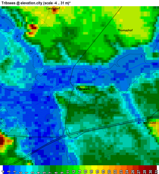 Tribsees elevation map