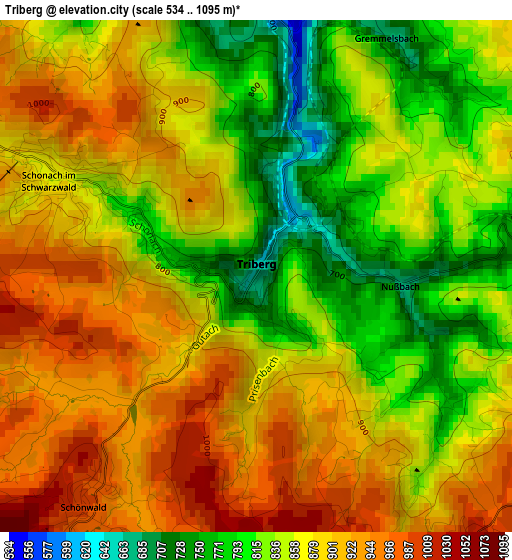 Triberg elevation map
