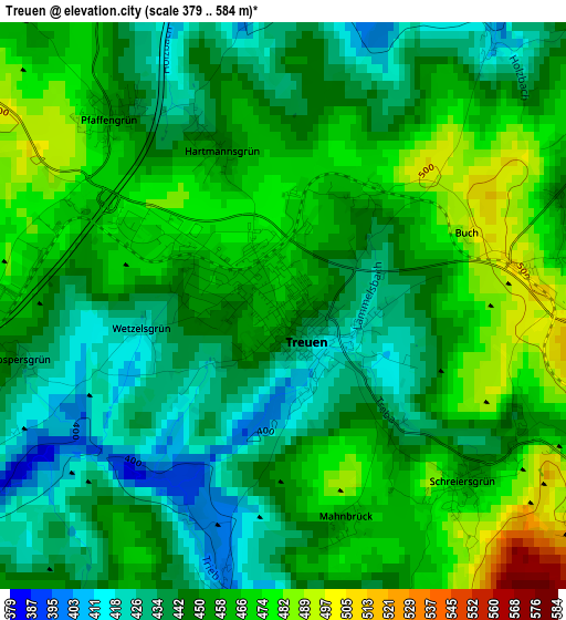 Treuen elevation map