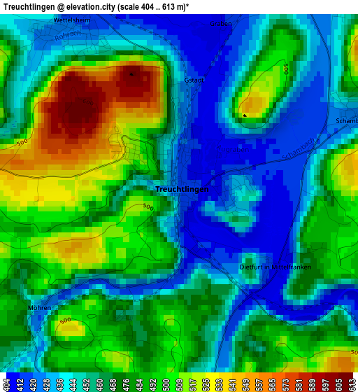 Treuchtlingen elevation map