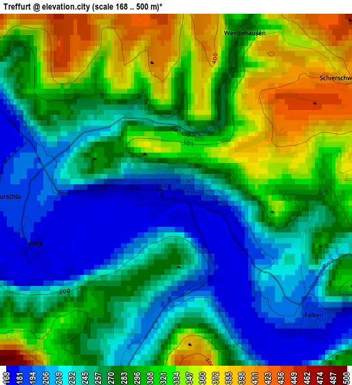 Treffurt elevation map