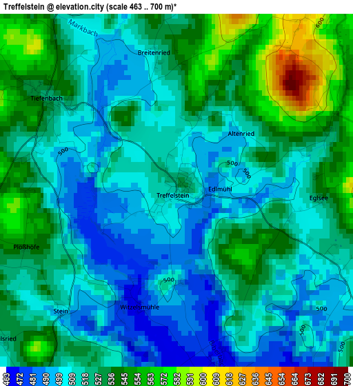 Treffelstein elevation map