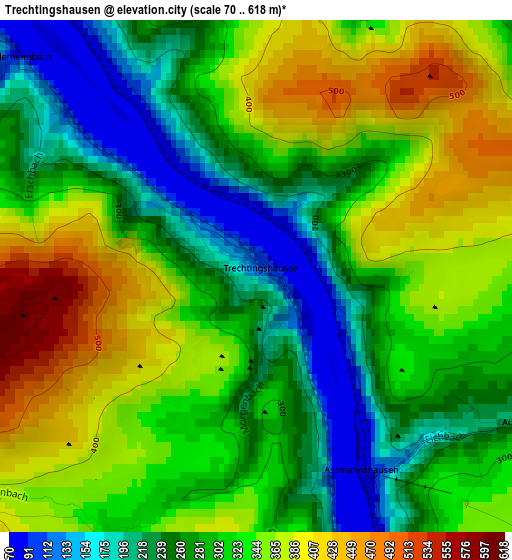 Trechtingshausen elevation map