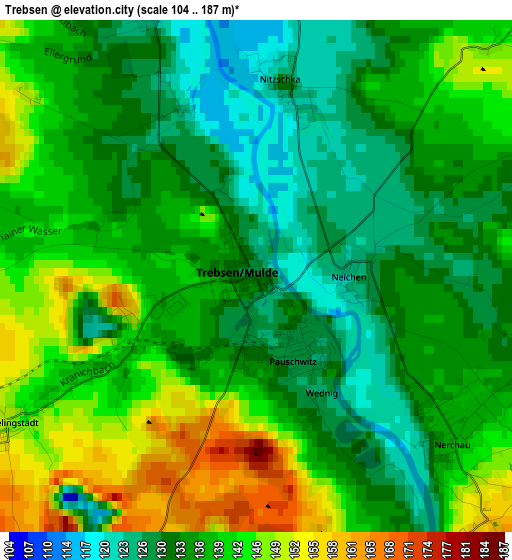 Trebsen elevation map