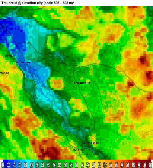 Traunreut elevation map