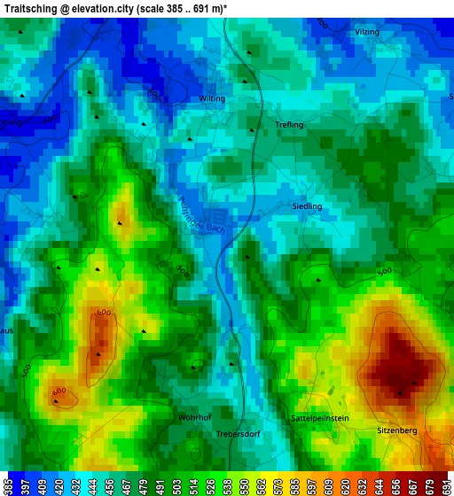 Traitsching elevation map