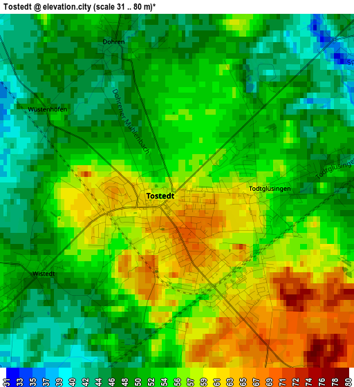 Tostedt elevation map