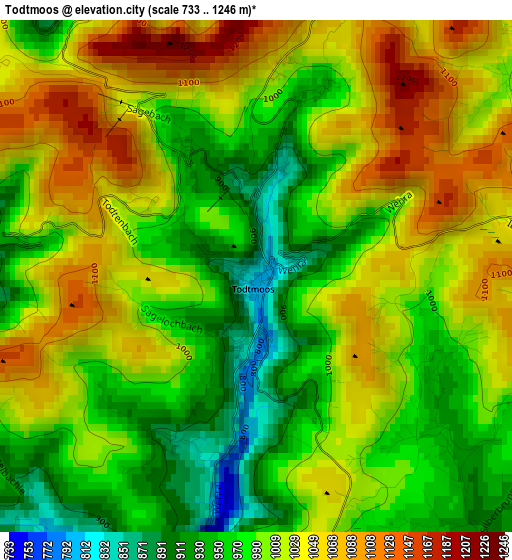 Todtmoos elevation map