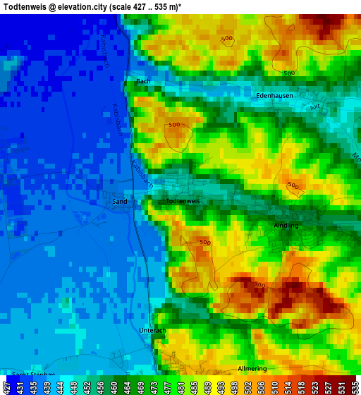 Todtenweis elevation map