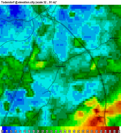 Todendorf elevation map