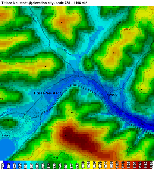 Titisee-Neustadt elevation map