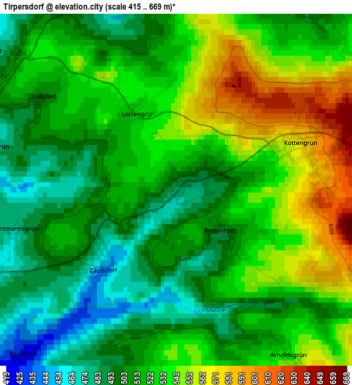 Tirpersdorf elevation map