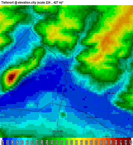 Tiefenort elevation map