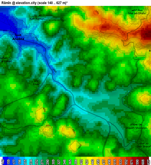 Rāmīn elevation map