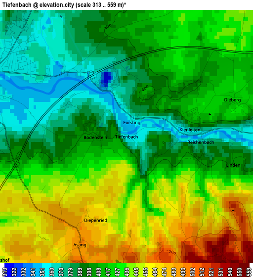 Tiefenbach elevation map