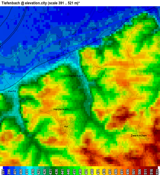 Tiefenbach elevation map