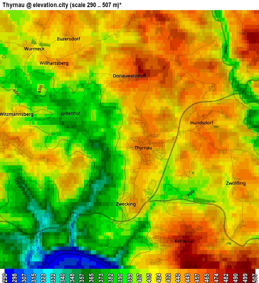 Thyrnau elevation map