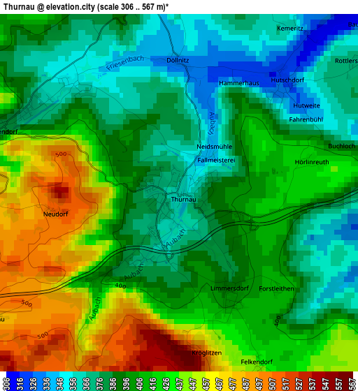 Thurnau elevation map