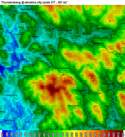 Thurmansbang elevation map