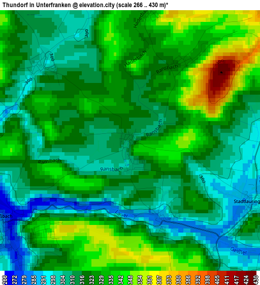 Thundorf in Unterfranken elevation map