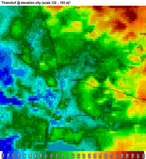 Thiendorf elevation map