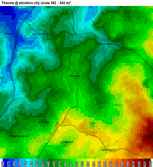 Theuma elevation map