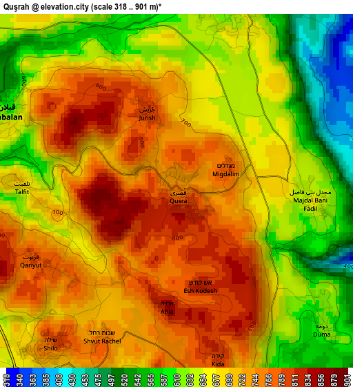 Quşrah elevation map