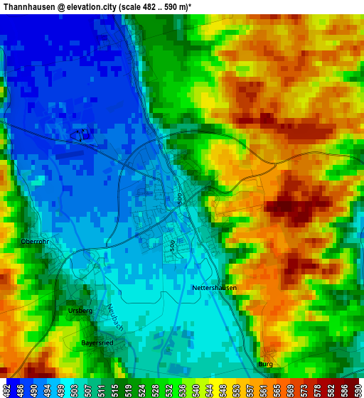 Thannhausen elevation map