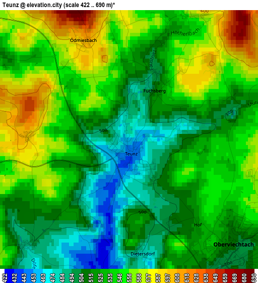 Teunz elevation map