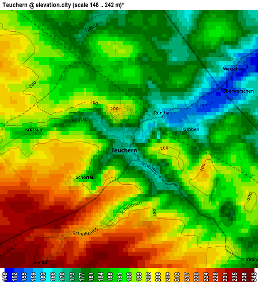 Teuchern elevation map