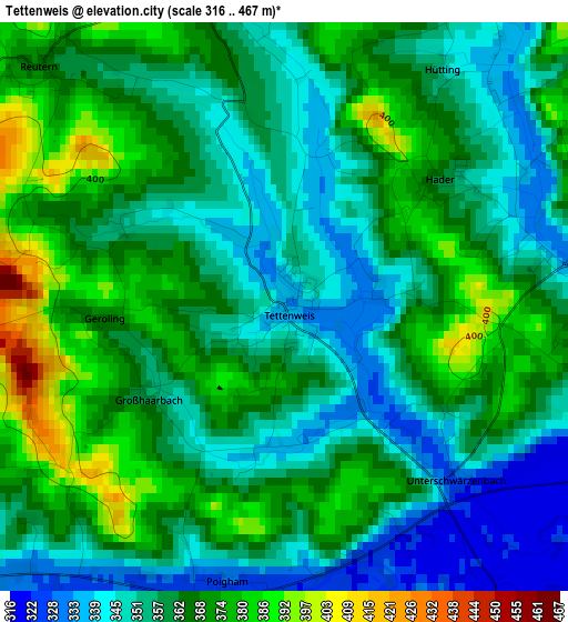 Tettenweis elevation map