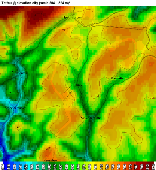 Tettau elevation map