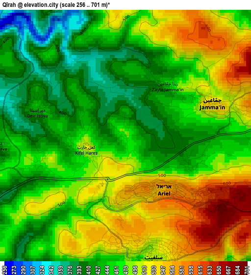 Qīrah elevation map