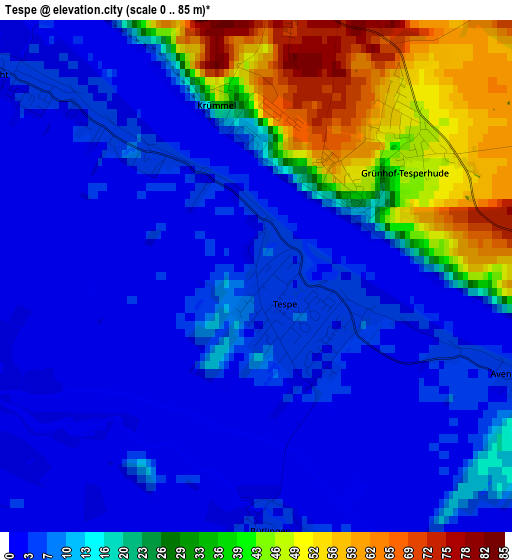 Tespe elevation map